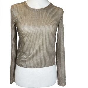 SOLD Wmn Small Gold Shimmer Sheer Blouse Top